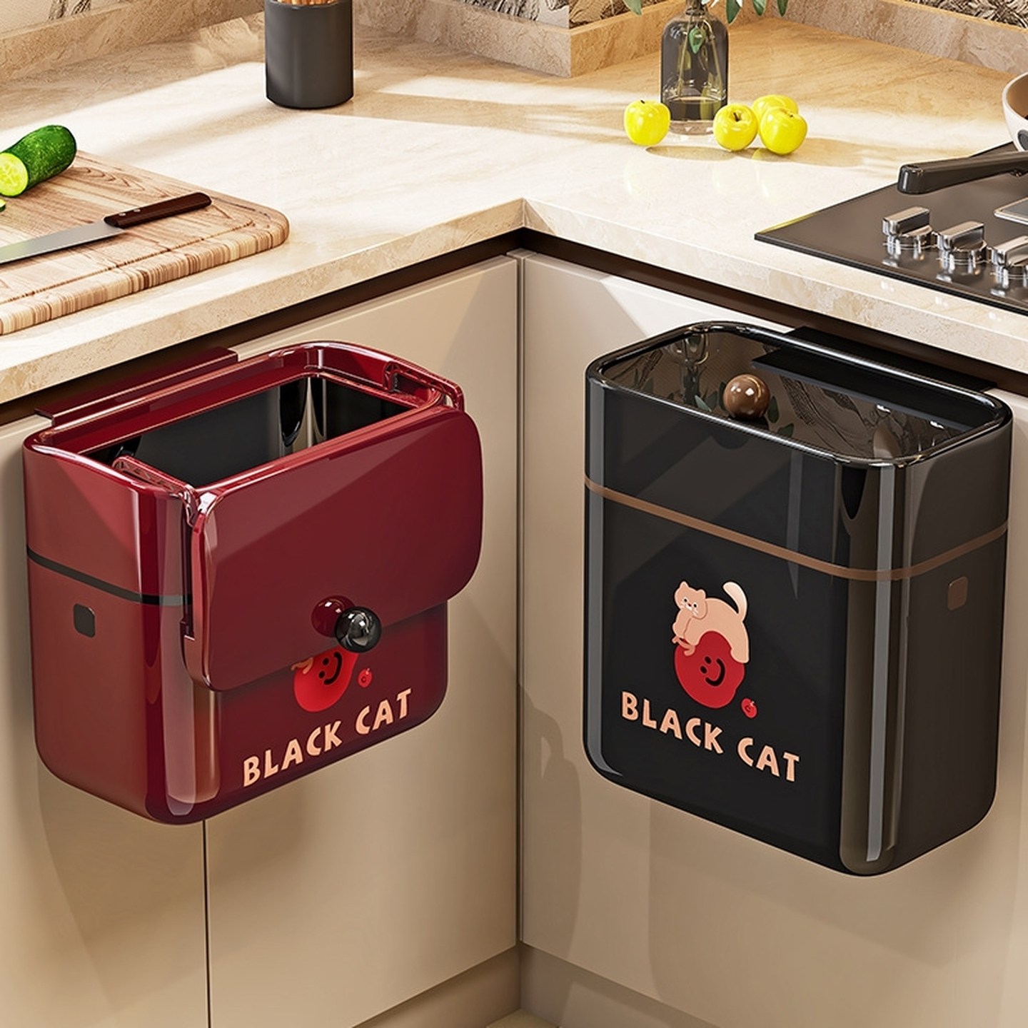 卫生间垃圾桶壁挂式带盖厨房家用大容量高颜值免弯腰厨余收纳纸篓