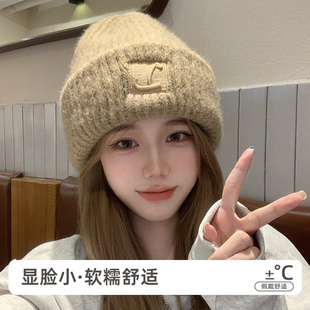 滑雪毛线帽大头围帽子女新款秋冬季宽松保暖冷帽显脸小针织护耳帽