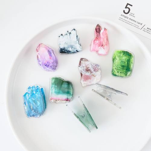 新款ins宝石亚克力屁屁夹卡通礼品文具便签夹pp夹零食夹照片夹