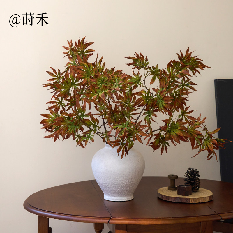 新中式七角枫叶仿真花橱窗摆件