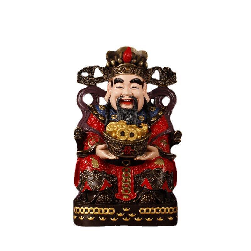 黄铜彩绘财神爷佛像招财聚财文财神铜像公司店铺开业乔迁家用供奉