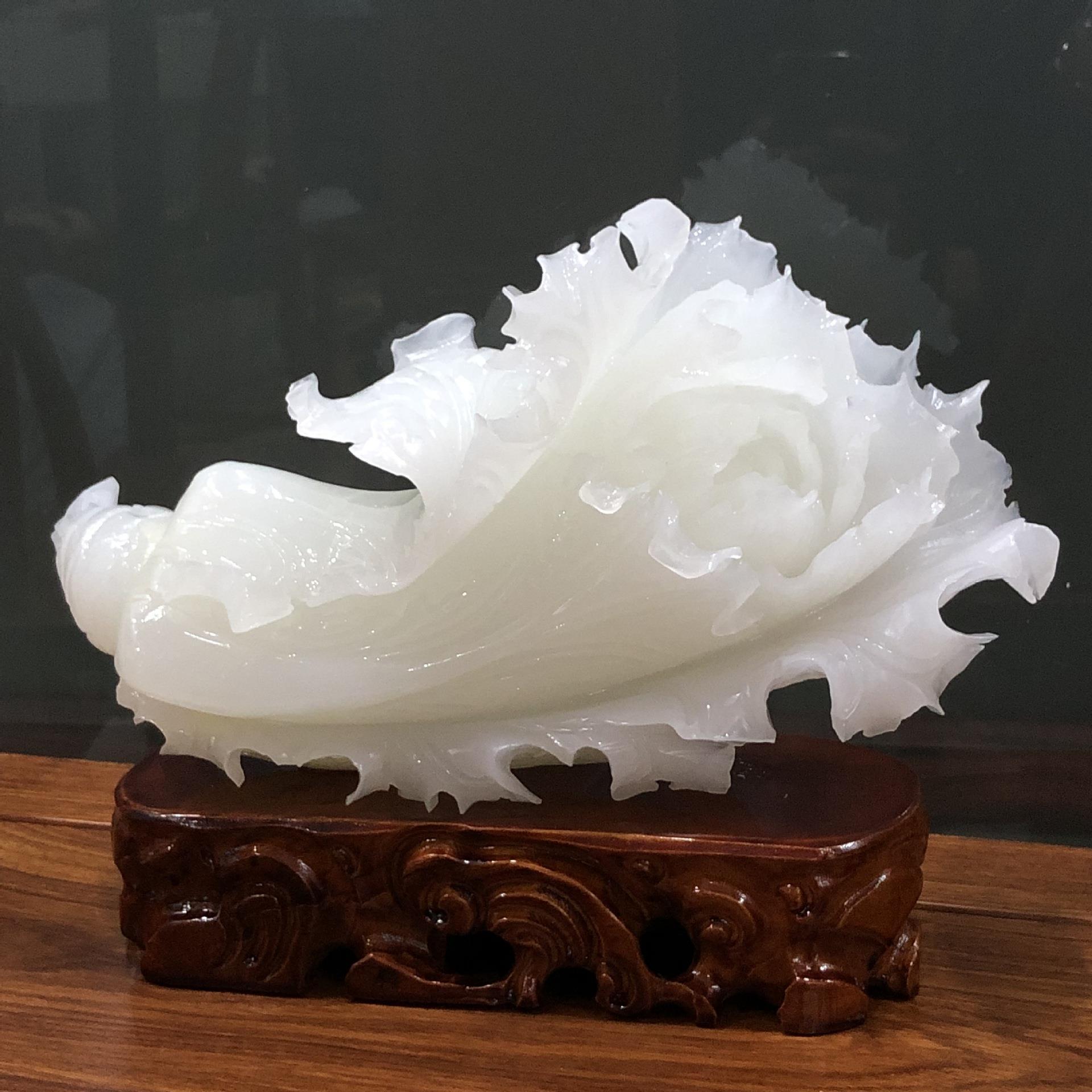 珍阿富汗玉白玉白菜摆件油润细腻似和田玉白菜家居工艺品摆设
