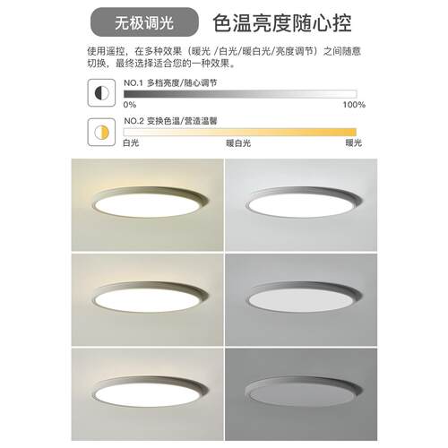 超薄吸顶灯圆形led卧室灯简约现代客厅灯极简餐厅灯书房房间灯具