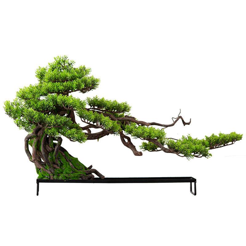 新中式风格仿真迎客松盆景绿植摆件假植物盆栽家里装饰家装禅意