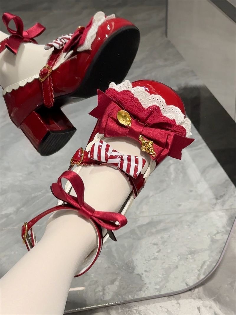 魔法lo皮鞋甜美玛丽Lolita圆头可爱洛丽塔蝴蝶结仙女发完