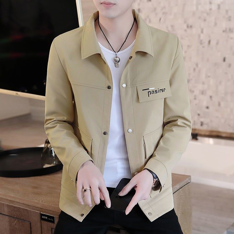 春季外套男士韩版潮流新款工装夹克春秋款休闲百搭翻领棒球服外套