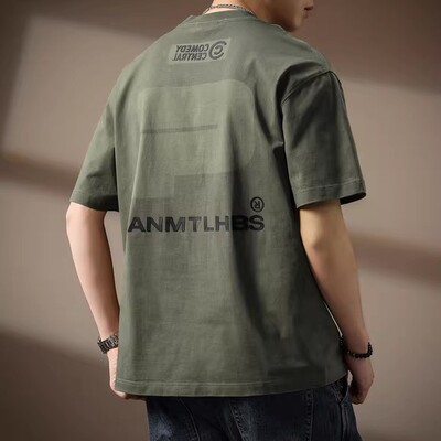 美式重磅280g潮牌纯棉印花短袖T恤男士夏季新款宽松半袖高端体恤