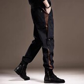 休闲裤 高端英伦复古拼接工装 加绒宽松大码 束脚男士 裤 子男2025秋季