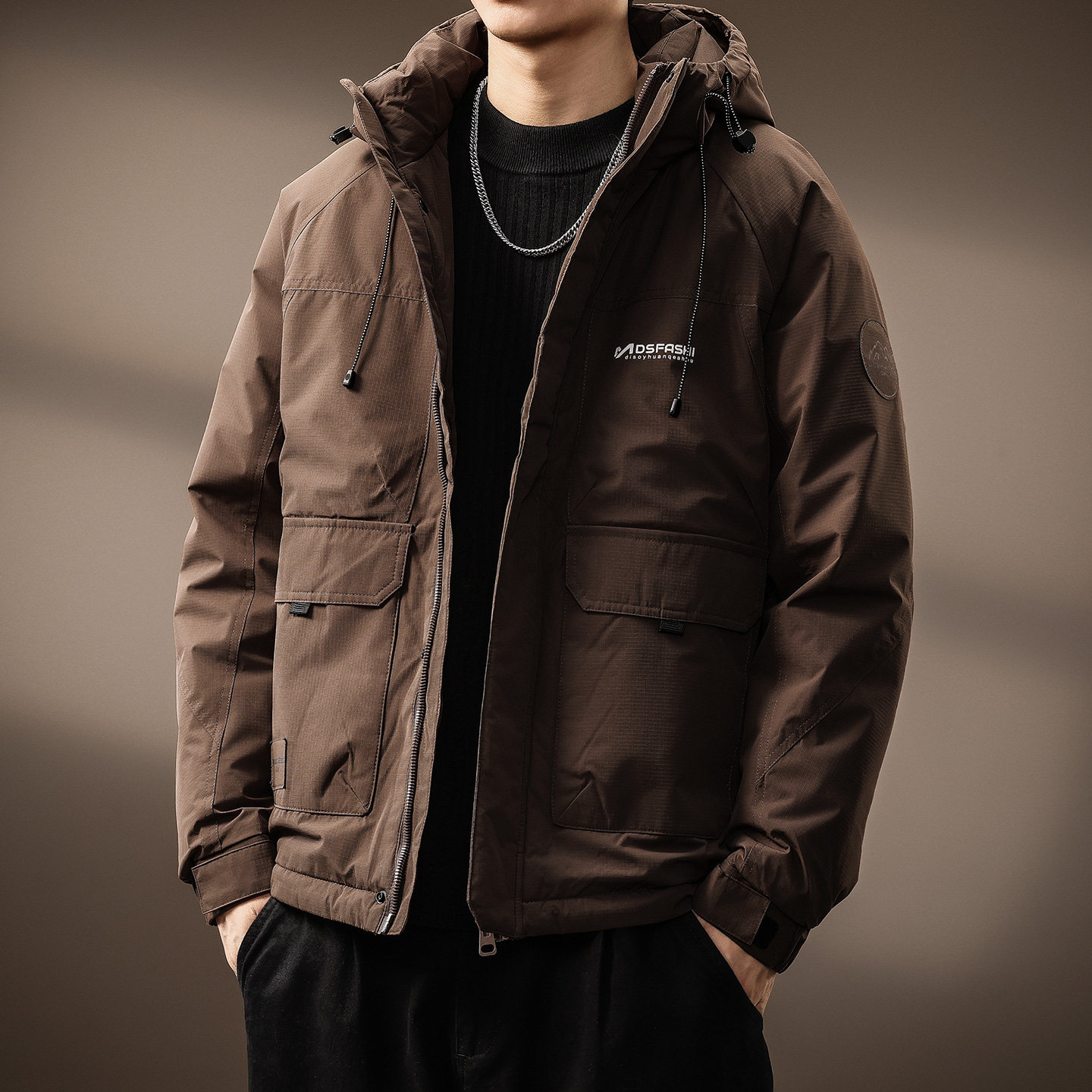 高端美式复古高充绒羽绒服男2025