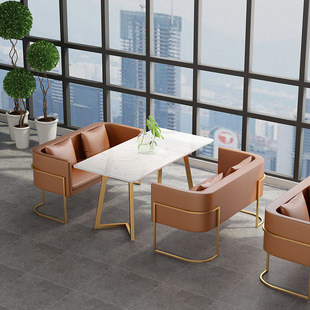 北欧商务接待铁艺沙发奶茶店甜品店双人沙发椅组合西餐厅沙发桌椅