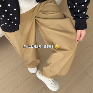 高级感垂感休闲直筒慵懒风宽松阔腿裤 女春秋2026新款 裤 卡其色西装