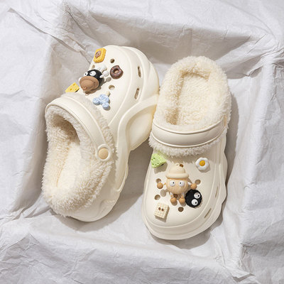 加绒洞洞鞋内胆可拆卸厚底透气软底不累脚防臭防滑女款可外