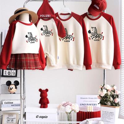 过年全家福衣服马年红色卫衣拜年服亲子装一家三口2026新年母女