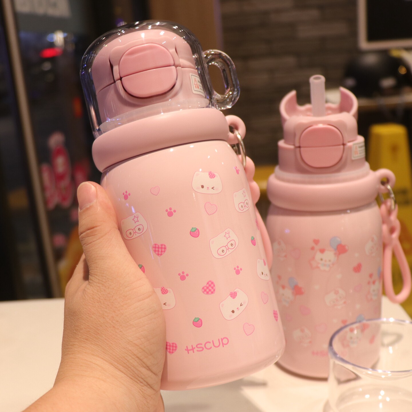 少女心保温杯女生高颜值不锈钢双饮吸管水杯2026新款儿童上学专用