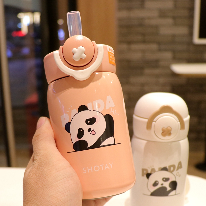 可爱316不锈钢保温吸管杯弹跳盖