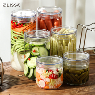 玻璃泡菜罐一夜渍泡菜坛家用腌制咸菜小泡酒辣椒酱空罐头瓶密封罐