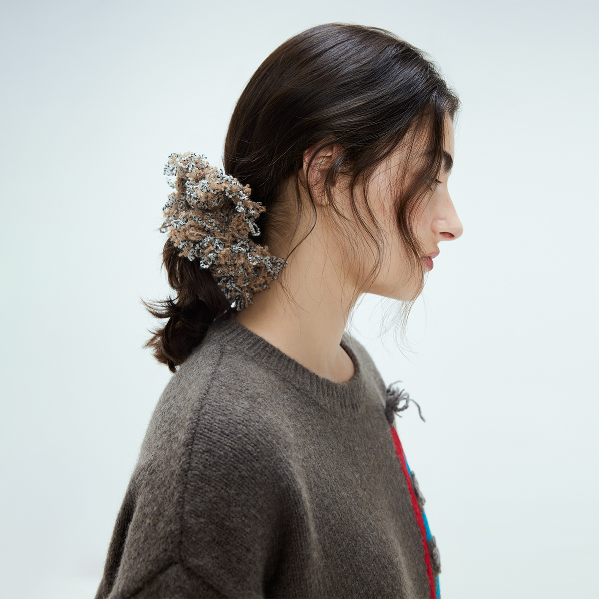 颂的鹤杂色编织FLUFFY大肠发圈