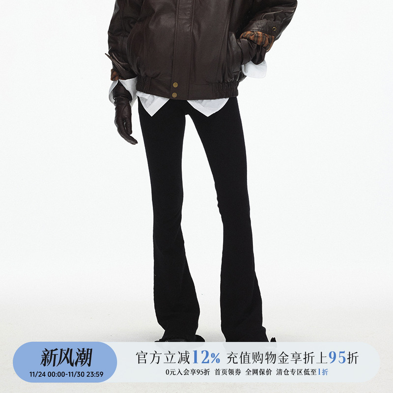 蝴蝶结装饰设计针织喇叭长裤