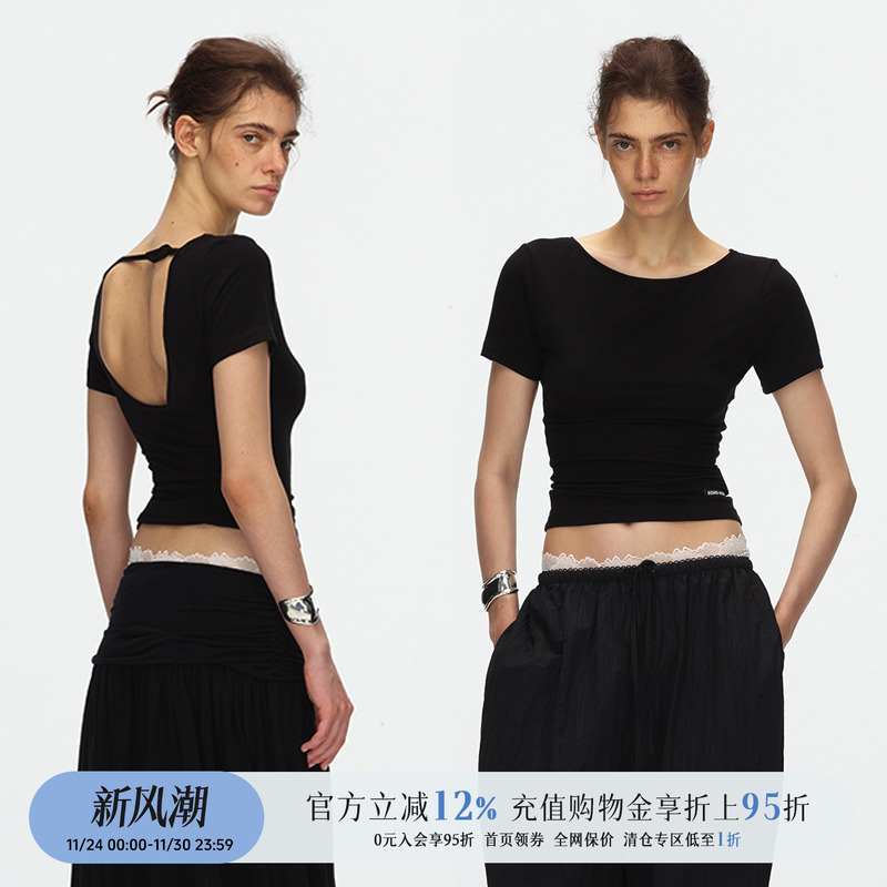 ECHOADE设计师品牌露背短袖T恤