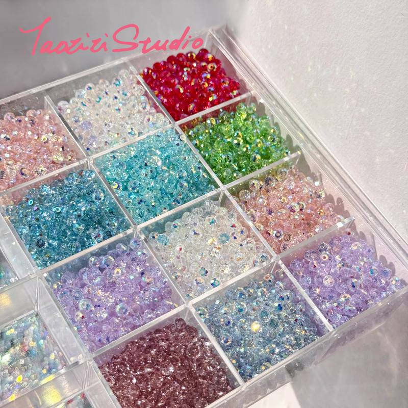 水晶手链diy材料手工配件散珠手链串珠材料爆闪人造水晶珠子