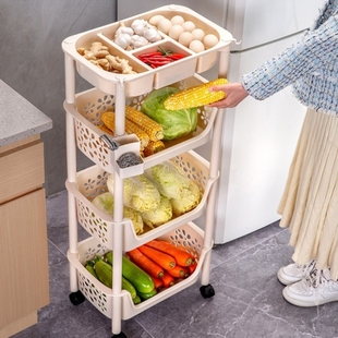 厨房装菜置物架零食小推车多层收纳架子可移动放菜篮筐蔬菜架