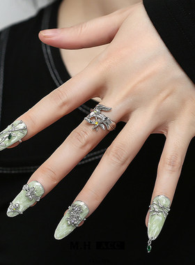 新中式指甲戒指女2025年新款小众高级感复古国风拍照指套原创美学