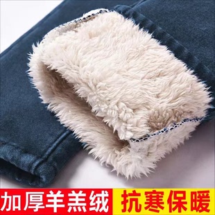 小脚铅笔厚实羊 女加绒加厚牛仔棉裤 高腰加厚羊羔绒秋冬新款 牛仔裤
