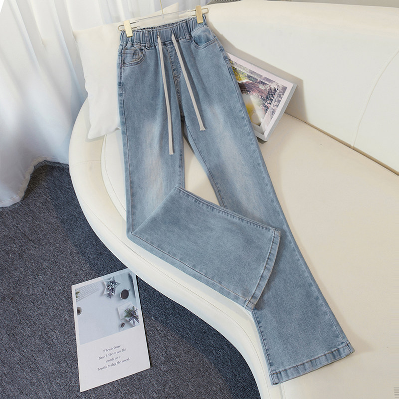 微喇牛仔裤女松紧腰2025春季新款弹力窄版显瘦大码宽松马蹄裤子,女装/女士精品,牛仔裤,淘宝优惠券,粉丝福利购,淘宝优惠卷
