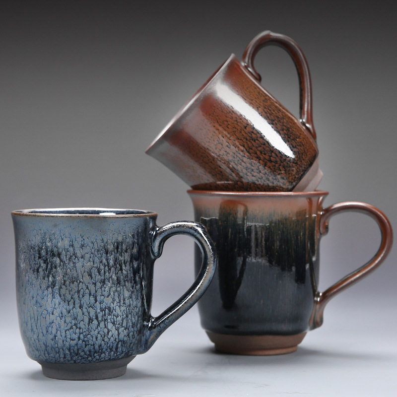 建盏原矿釉百花兔毫鹧鸪手持办公杯陶瓷水杯茶具茶杯酒店宾馆用品