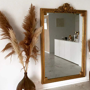 法式 ins风梳妆镜桌面挂镜 复古全身镜雕花大试衣镜家园落地穿衣镜