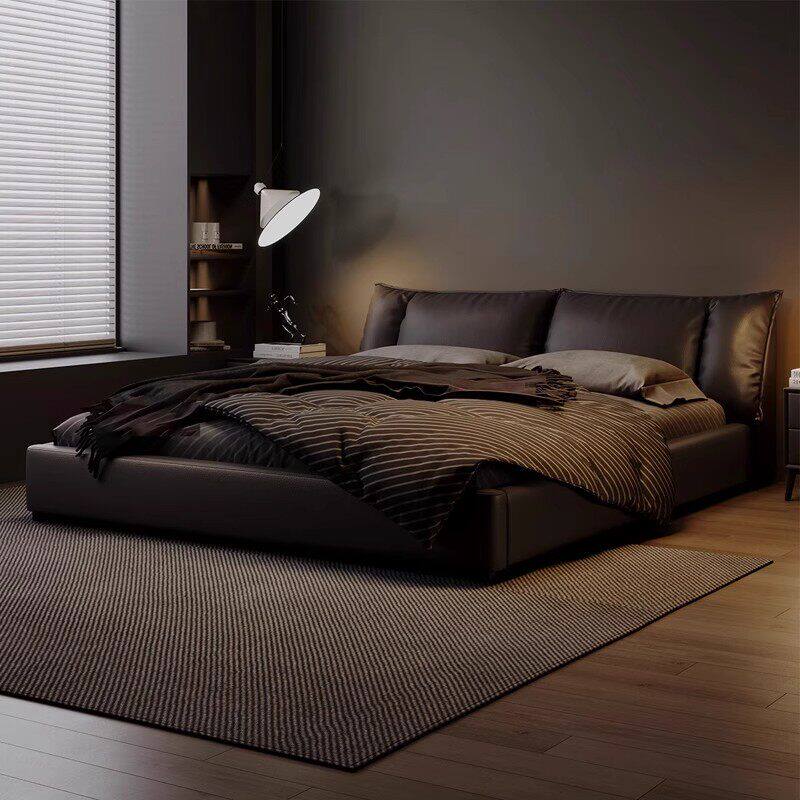 斯帝罗兰意式极简真皮床现代简约主卧大床高端大气1米8双人储物床