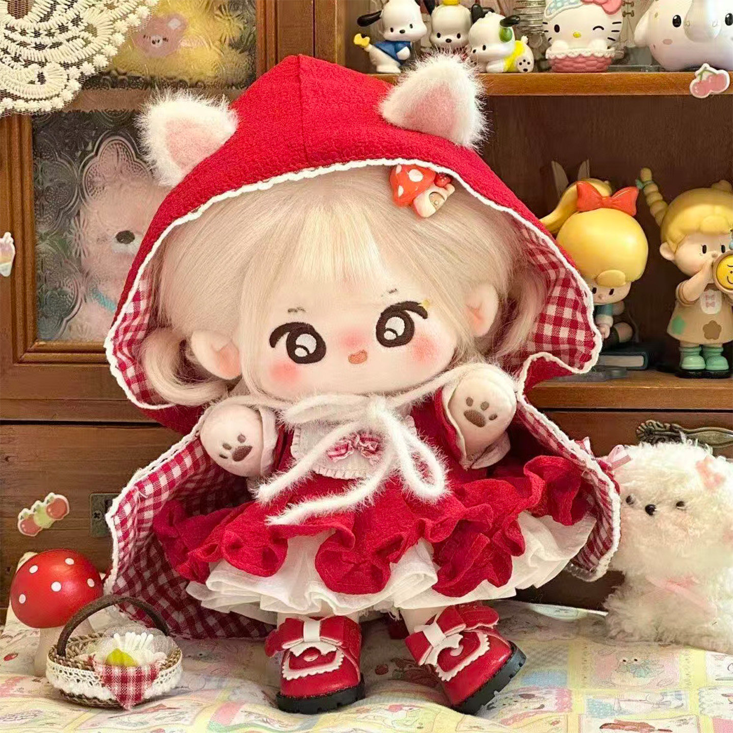 20cm厘米娃衣小红帽可爱女娃裙子新年拜年服棉花娃娃衣女服替换装,模玩/动漫/周边/娃圈三坑/桌游,棉花娃娃/毛绒玩具娃衣,淘宝优惠券,粉丝福利购,淘宝优惠卷