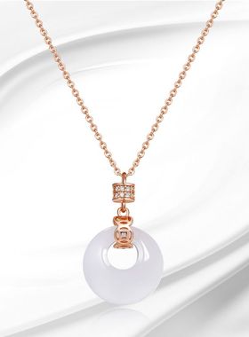 PIARA平安扣项链偏心圆平安扣项链女轻奢吊坠锁骨链生礼物NKA3631