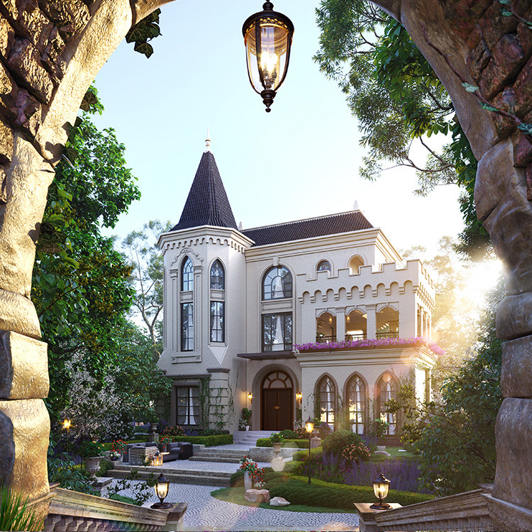 法式风格农村别墅设计图纸x2法式城堡120平自建房乡墅豪宅cad施工