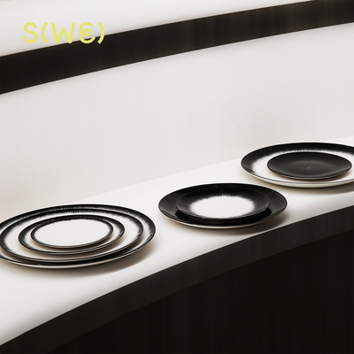 比利时Serax Ann Demeulemeester 黑色联名陶瓷餐盘盘子椭圆餐盘