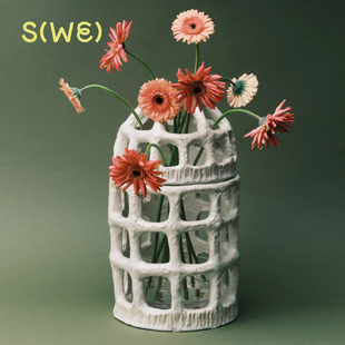 比利时Serax Pique-fleurs Vase鸟笼花瓶纯手工陶瓷创意设计艺术