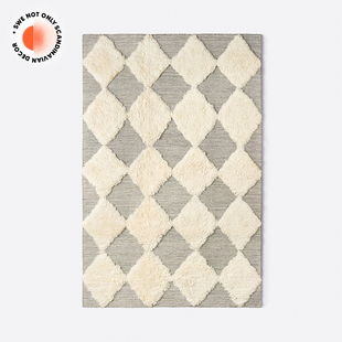 Rug 西班牙 100%純羊毛地毯手工編織格子 Rya Chess Dusty Deco
