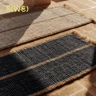 25年新品丹麦Fermliving Athens Stripes Runner流苏长毯地毯黄麻