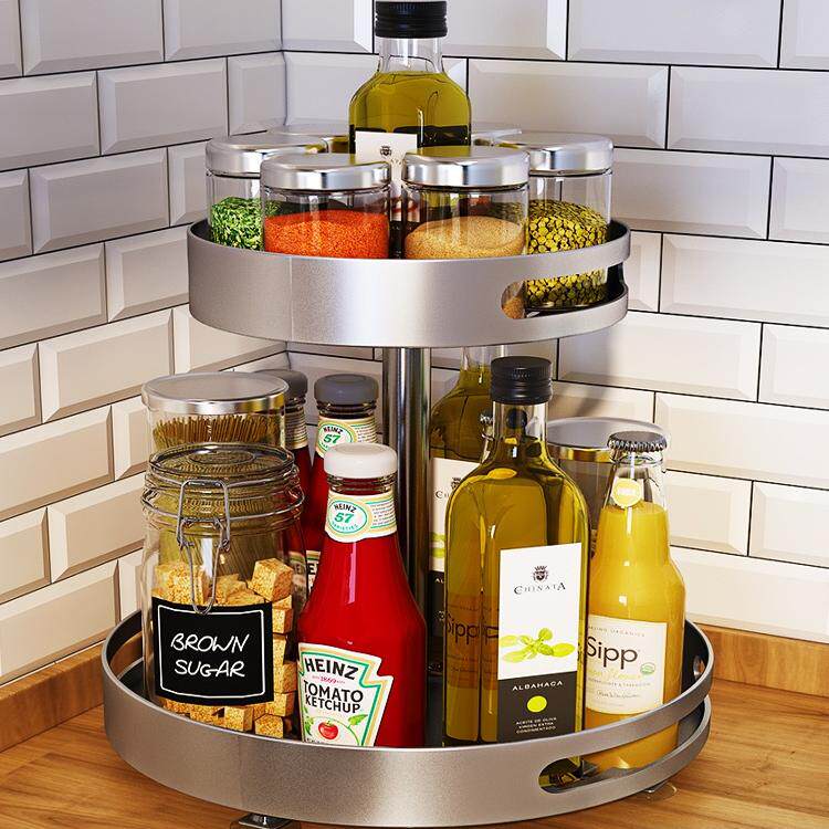 日本进口台面厨房双层旋转调料品置物架金刚轴承调味罐收纳盒神器,厨房/烹饪用具,调料置物架,淘宝优惠券,粉丝福利购,淘宝优惠卷