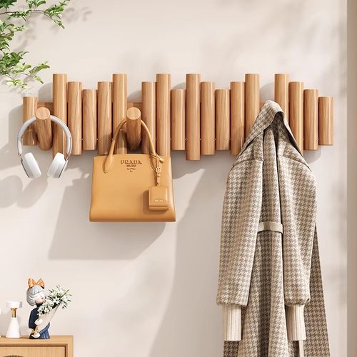 欧洲进口免打孔实木钢琴键挂衣架