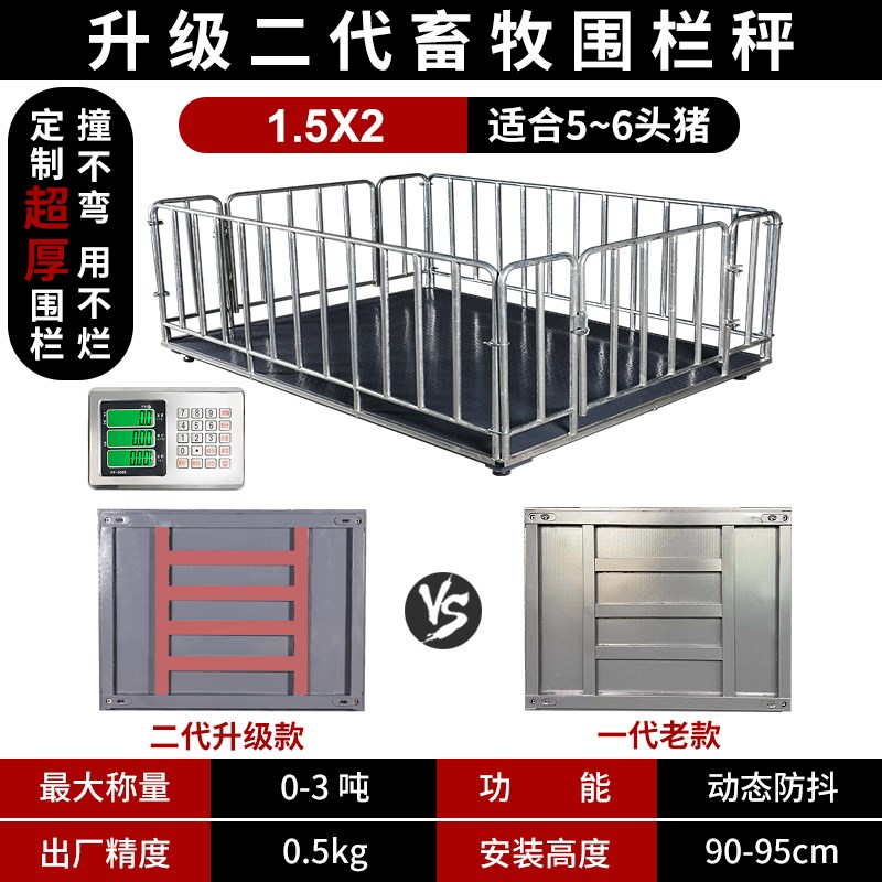 初力地磅秤小型1吨3吨5吨称猪牛电子秤带围栏畜牧养殖场