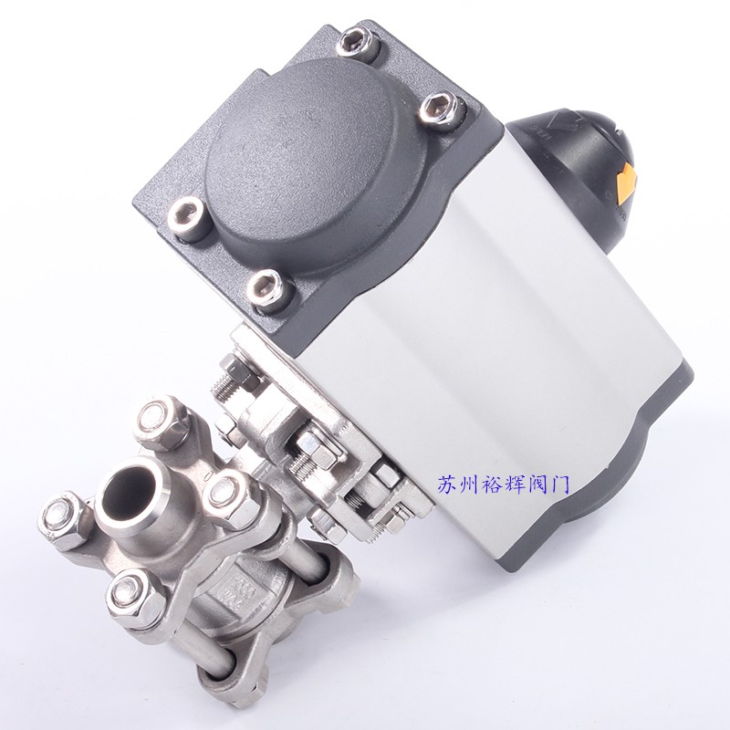 不锈钢双作用三片式气动丝扣球阀气动焊接球阀DN15DPN20DN502寸4