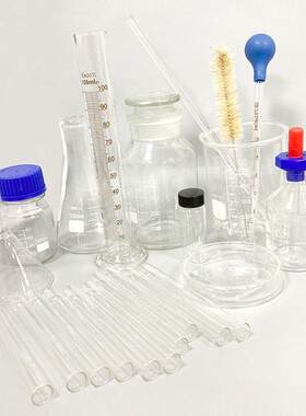 实验室玻璃器皿套装锥形瓶烧杯滴管酒精灯试管生物化学实验器材
