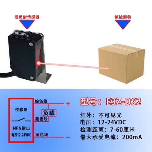 光电开关E3Z-D61 D62 R61 T61 D81 R81 T81 D82红外 漫反射传感器