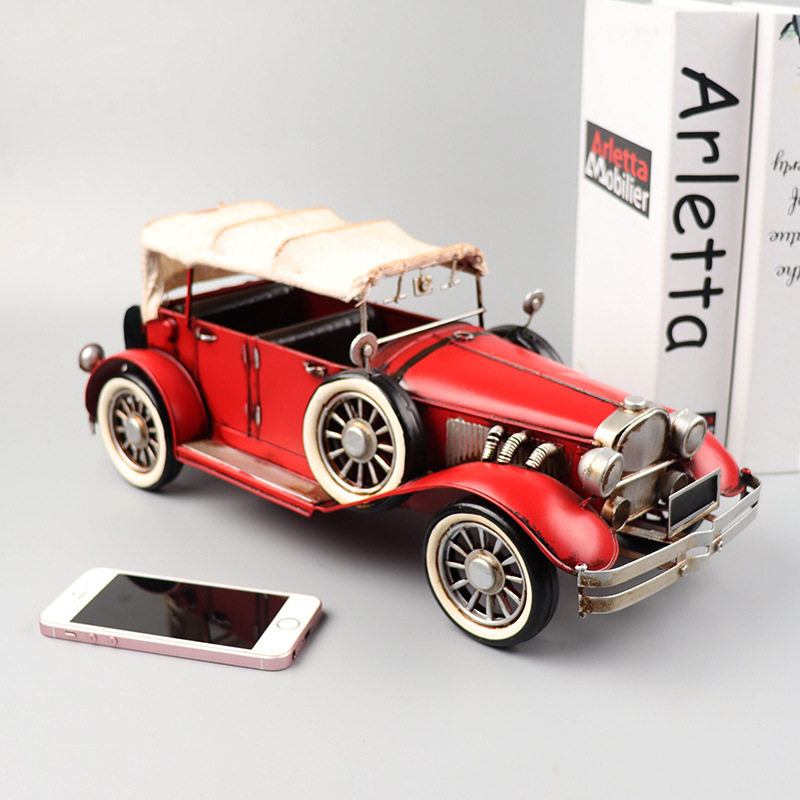 劳斯莱斯银色幽灵模型铁皮手工艺复古老爷车橱窗柜收藏装饰品摆件