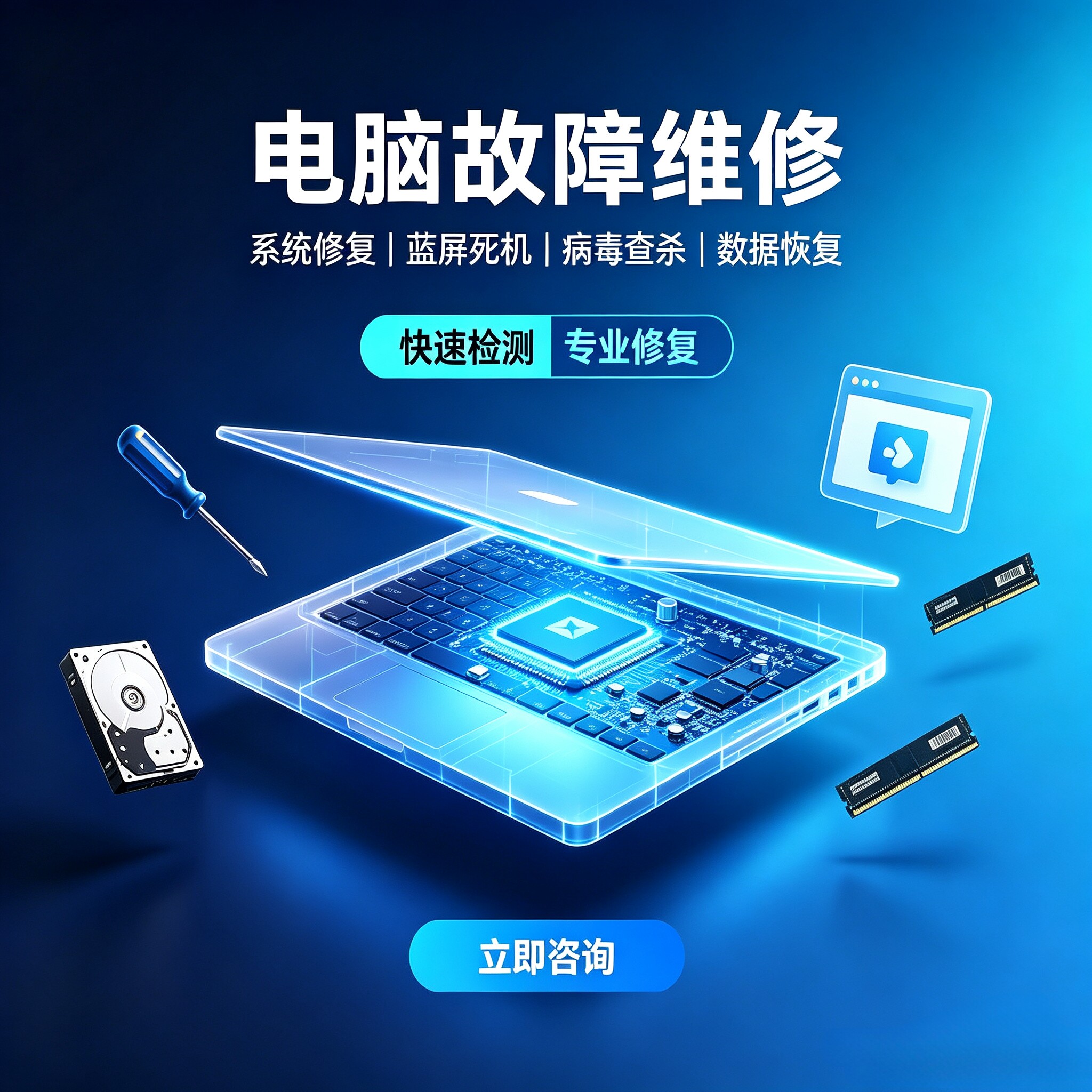 电脑维修系统安装数据修复仪器电