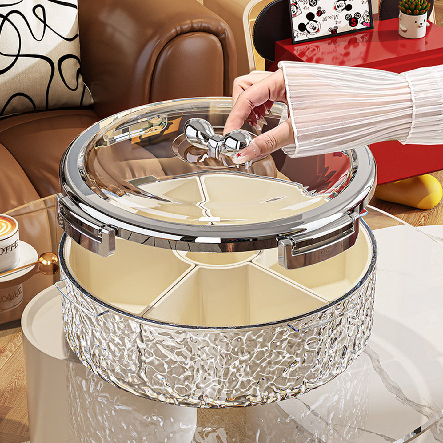 过年果盘高端精致高颜值密封客厅茶几家用坚果零食糖果收纳水果盘