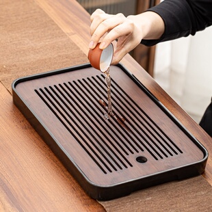 茶盘托盘带排水家用沥水盘排水式小号储水茶台竹制托盘客厅茶托