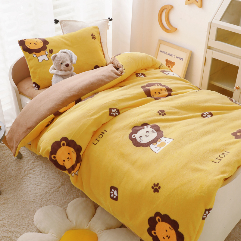 牛奶绒70*170小学生床被子宿舍三件套小学午托床上用品托管班被褥