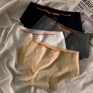 4条装 无痕冰丝内裤女士中腰韩版夏季薄款少女生新款性感提臀短裤